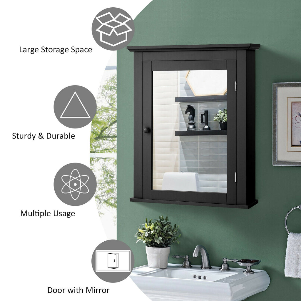 Wall Mount Bathroom Cabinet with One Mirror Single Door Adjustable