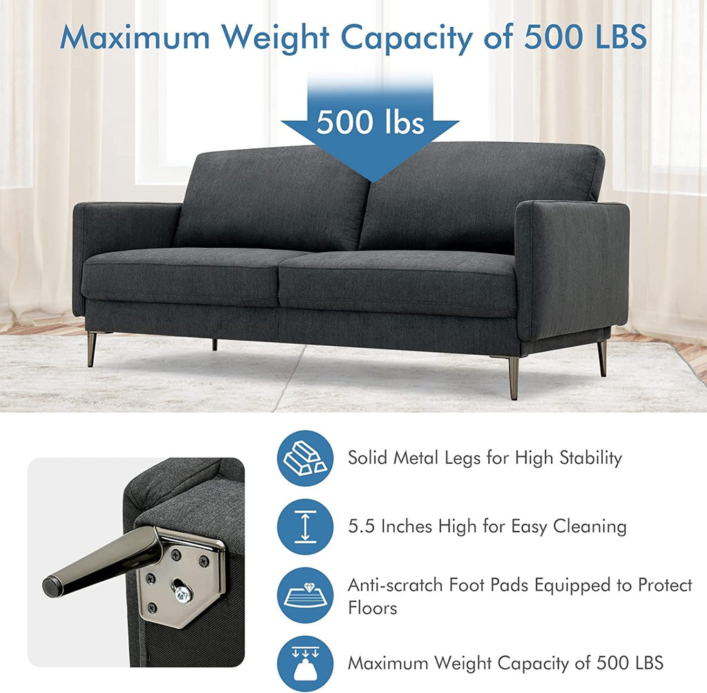 Modern Loveseat with Cushions - Gray