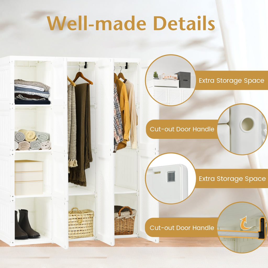 Foldable Closet Organizer with 8 Cubbies & 2 Rods