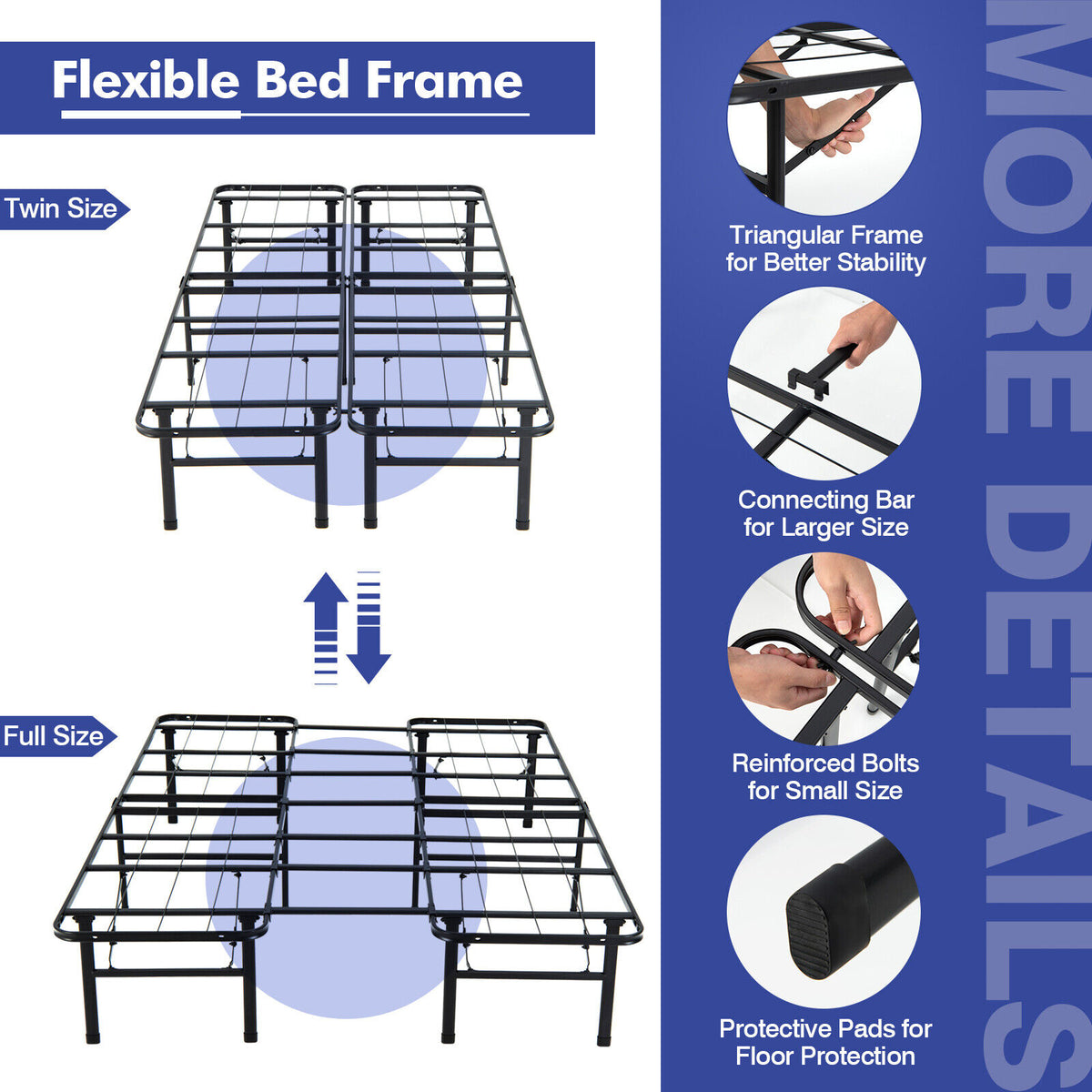 Full Size Folding Steel Platform Bed Frame