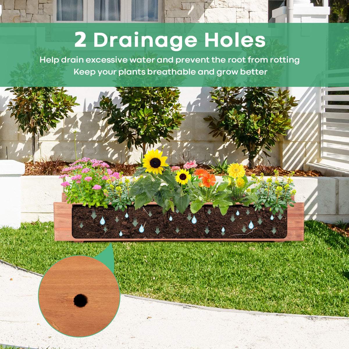 Wooden Raised Garden Bed - 1 Piece
