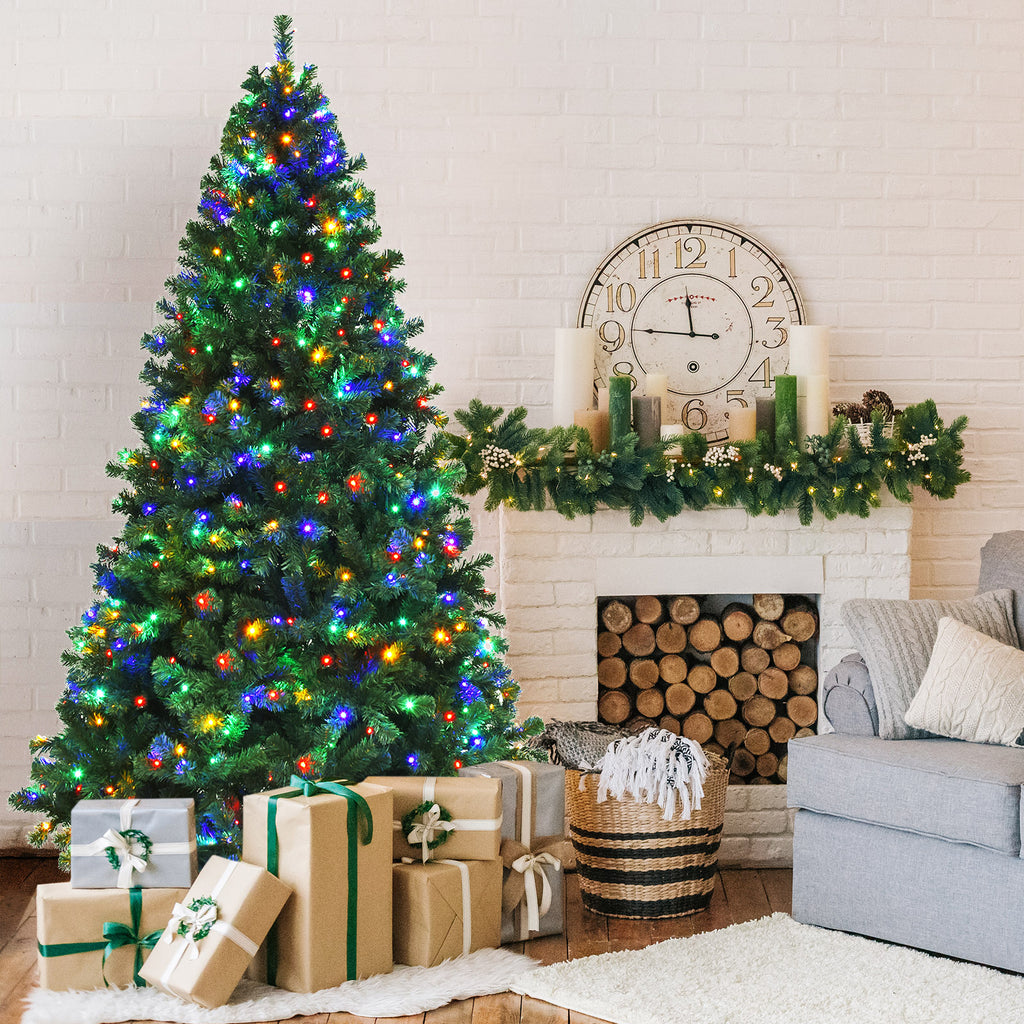 7.5 Feet Pre-Lit Artificial Spruce Christmas Tree with 550 Multicolor Lights - Variation: Multicolor Light