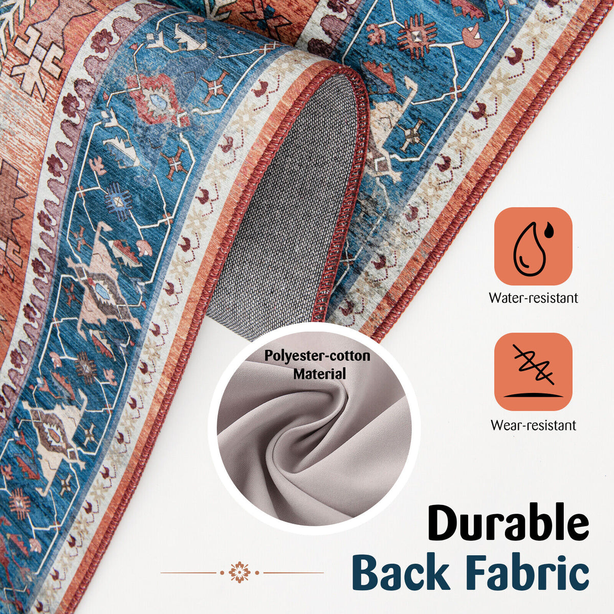 5 x 7 Inch Non-Shedding Indoor Area Rug - Vintage Distressed Pattern