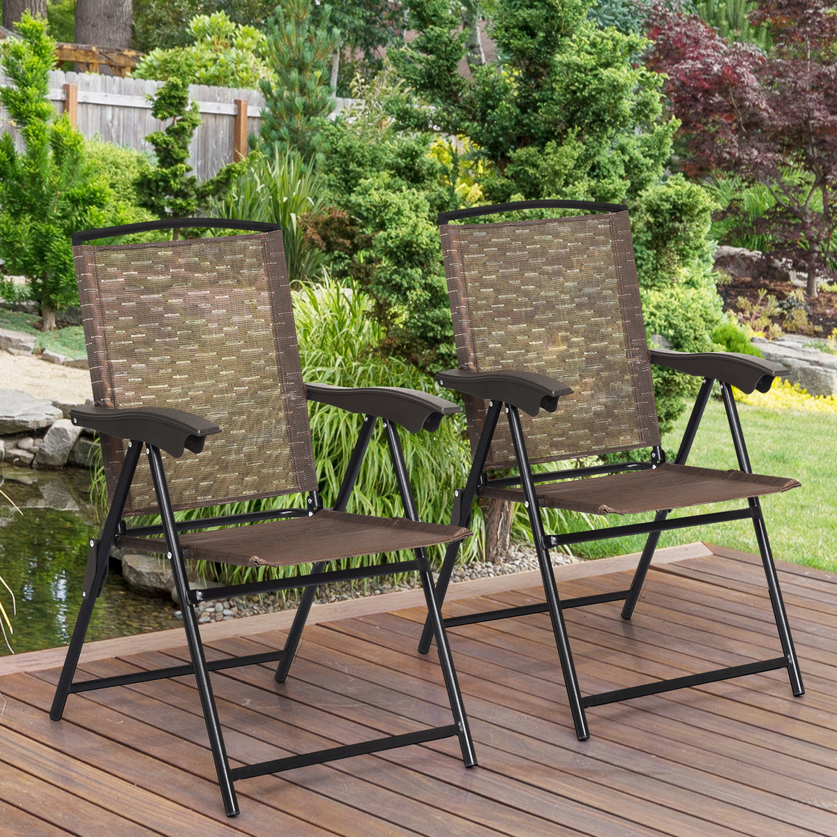 4-Piece Folding Dining Chairs with Adjustable Sling Back