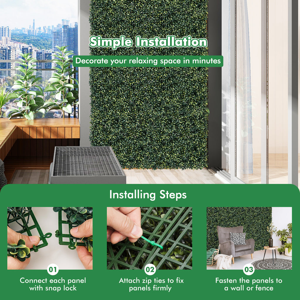 Artificial Peanut Leaf Fence Panels - 12 Pieces UV-Resistant Garden Decor