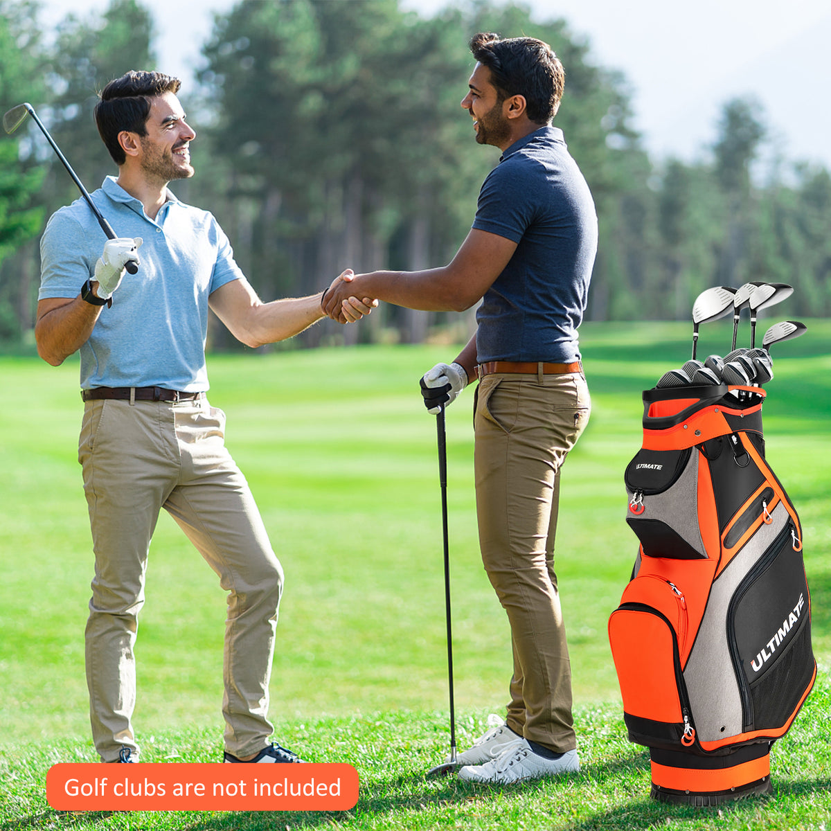 Golf Cart Bag 10.5 Inch with 14 Dividers & 7 Pockets - Orange