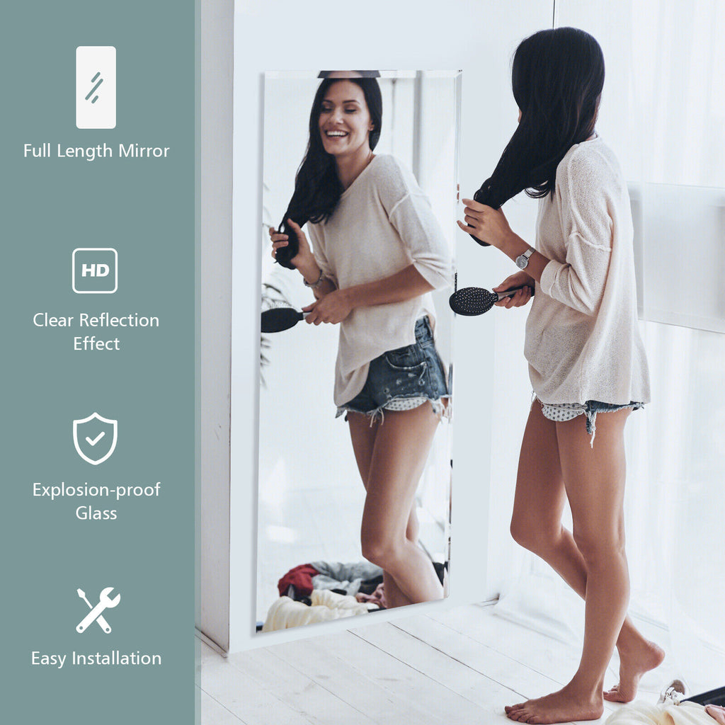 Wall Mounted Frameless Full Length Mirror 43 x 15 Inch Large Mirror for Bedroom Living Room Entryway