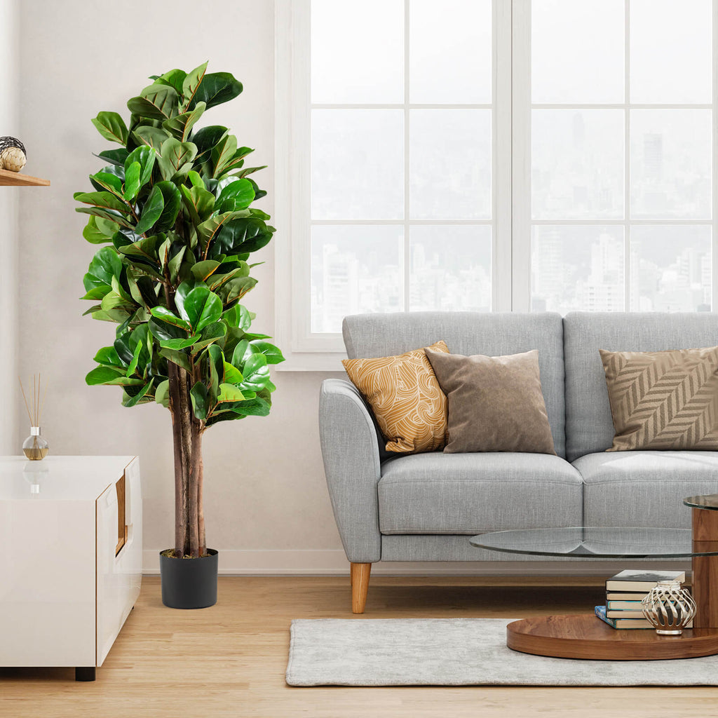 5 Feet Artificial Fiddle Leaf Fig Tree - Decorative Indoor Plant with Pot
