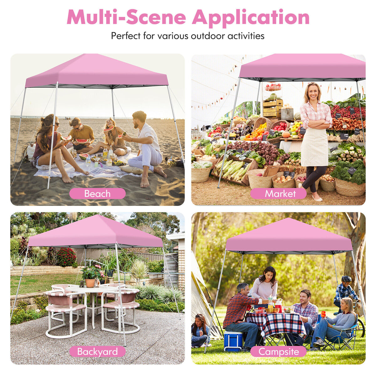 10 x 10 Feet Outdoor Pop-Up Canopy with Carrying Bag - Pink