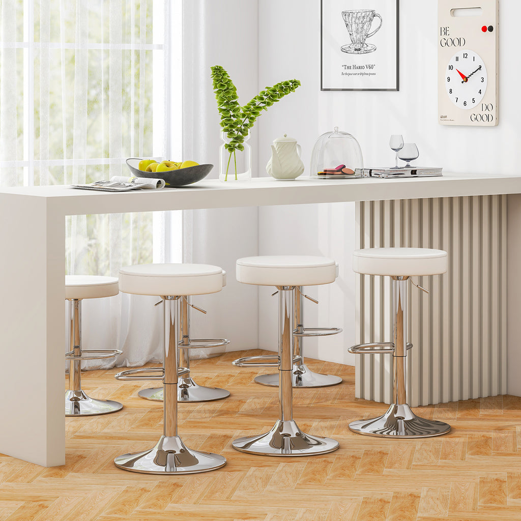 Adjustable Swivel Bar Stools Set of 2 - White