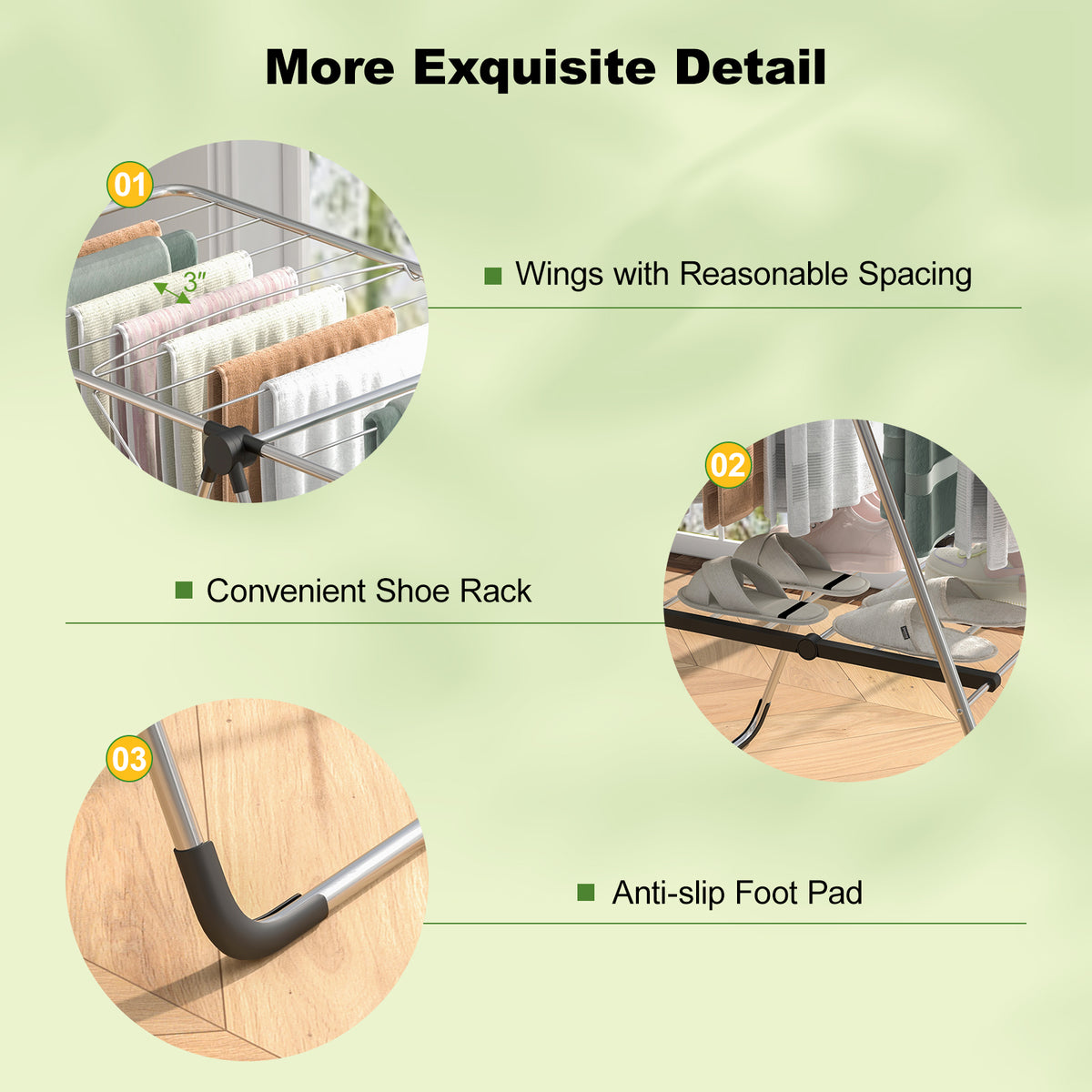 2-Tier Laundry Drying Rack Folding Cloth with Aluminum Frame