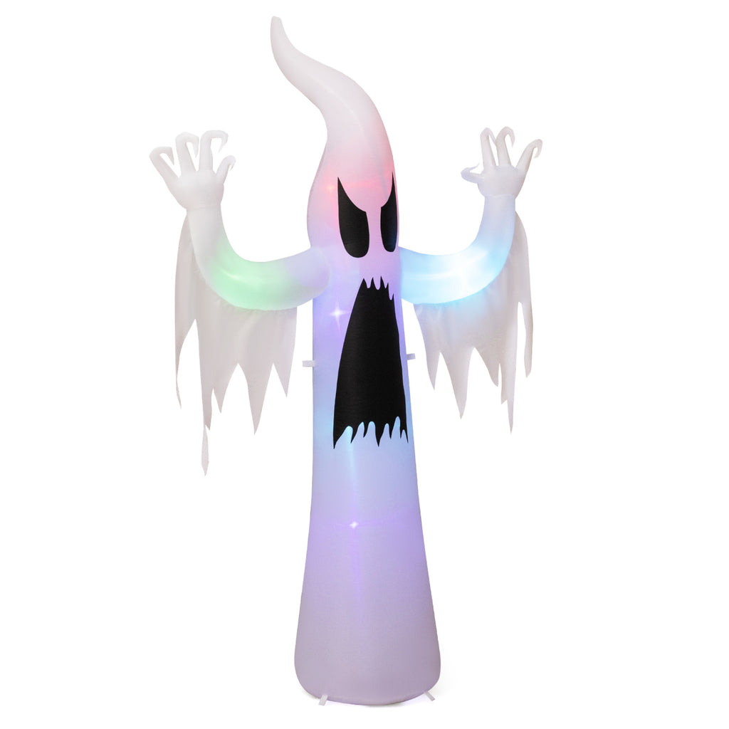 7.7 FT Tall Halloween Inflatable Ghost with RGB LED Lights - Outdoor Decoration