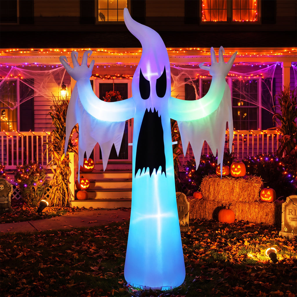 7.7 FT Tall Halloween Inflatable Ghost with RGB LED Lights - Outdoor Decoration