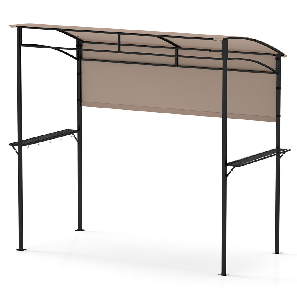 7.8 x 4.4 FT Outdoor Patio BBQ Canopy with Metal Shelves and Bottle