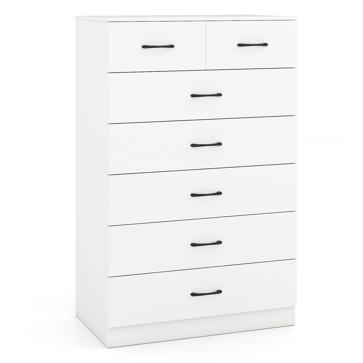 7-Drawer Tall Dresser with Metal Handles, White