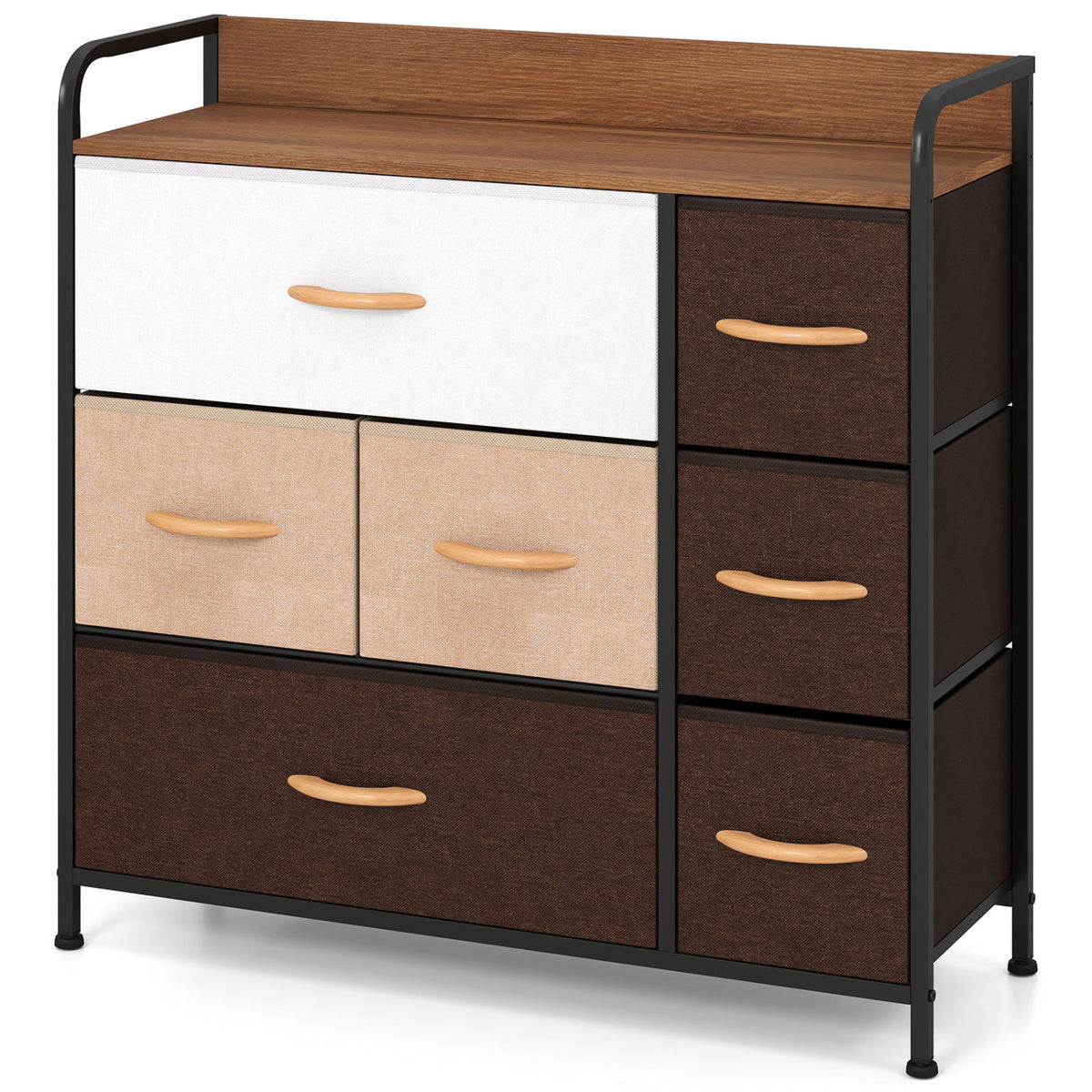 7 Drawer Tower Dresser with Steel Frame & Wooden Top