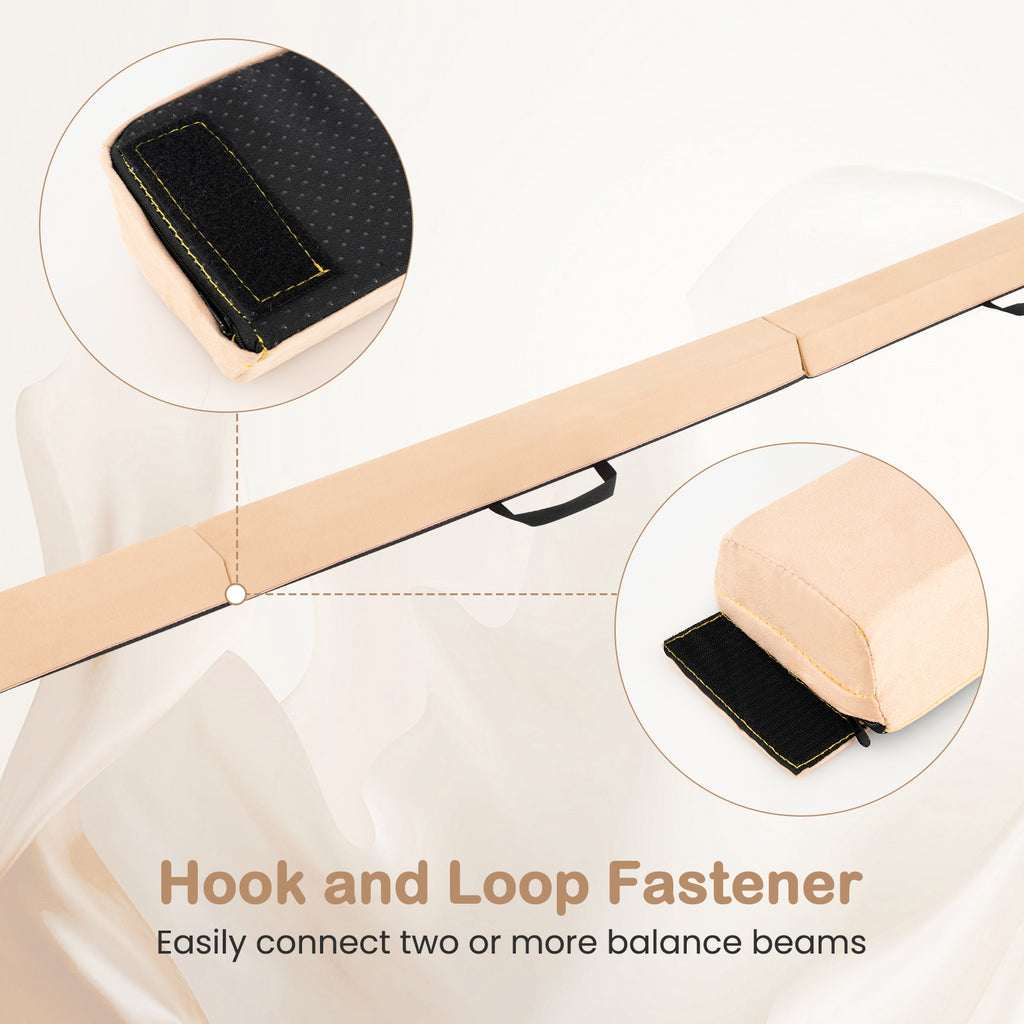 7 FT Folding Balance Beam with Removable Suede Cover & Non-Slip Base - Khaki Variation