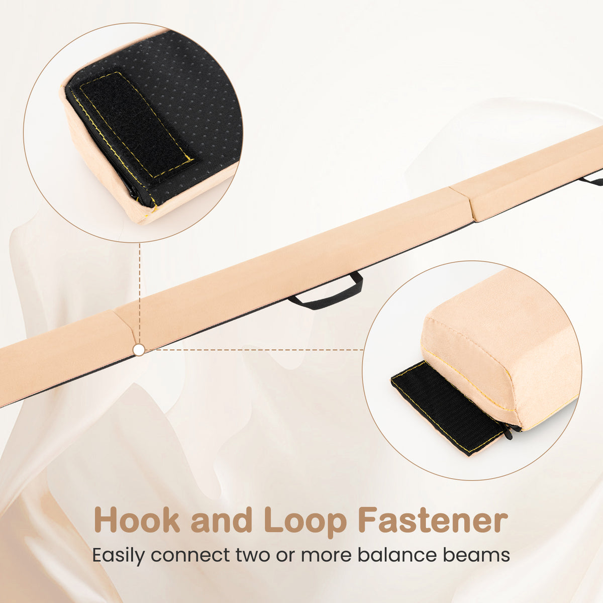 7 FT Folding Balance Beam with Removable Suede Cover & Non-Slip Base - Khaki Variation