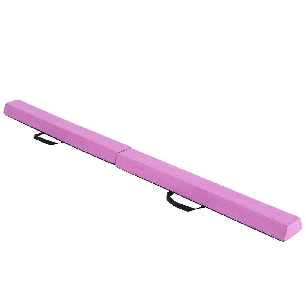 7 FT Folding Balance Beam with Removable Suede Cover - Purple, Non-slip Support