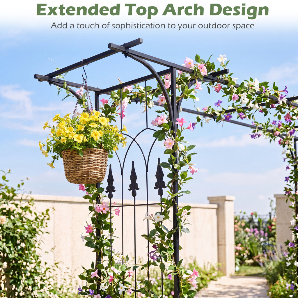 7 FT Garden Arch Arbor with Flat Top Design for Climbing Plants