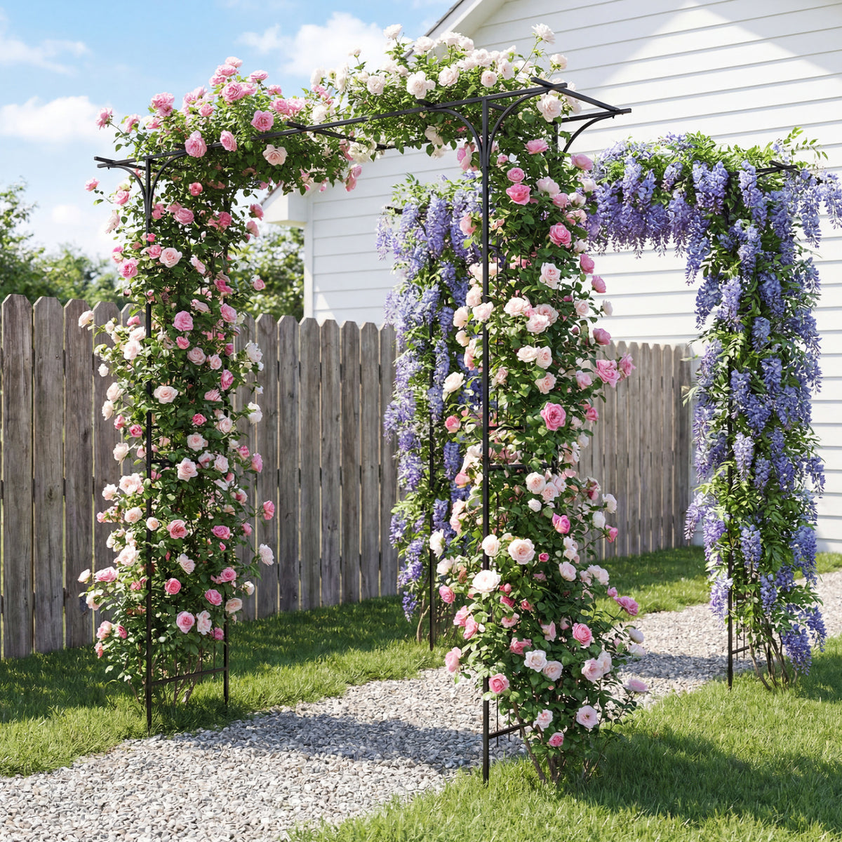 7 FT Garden Arch Arbor with Flat Top Design for Climbing Plants