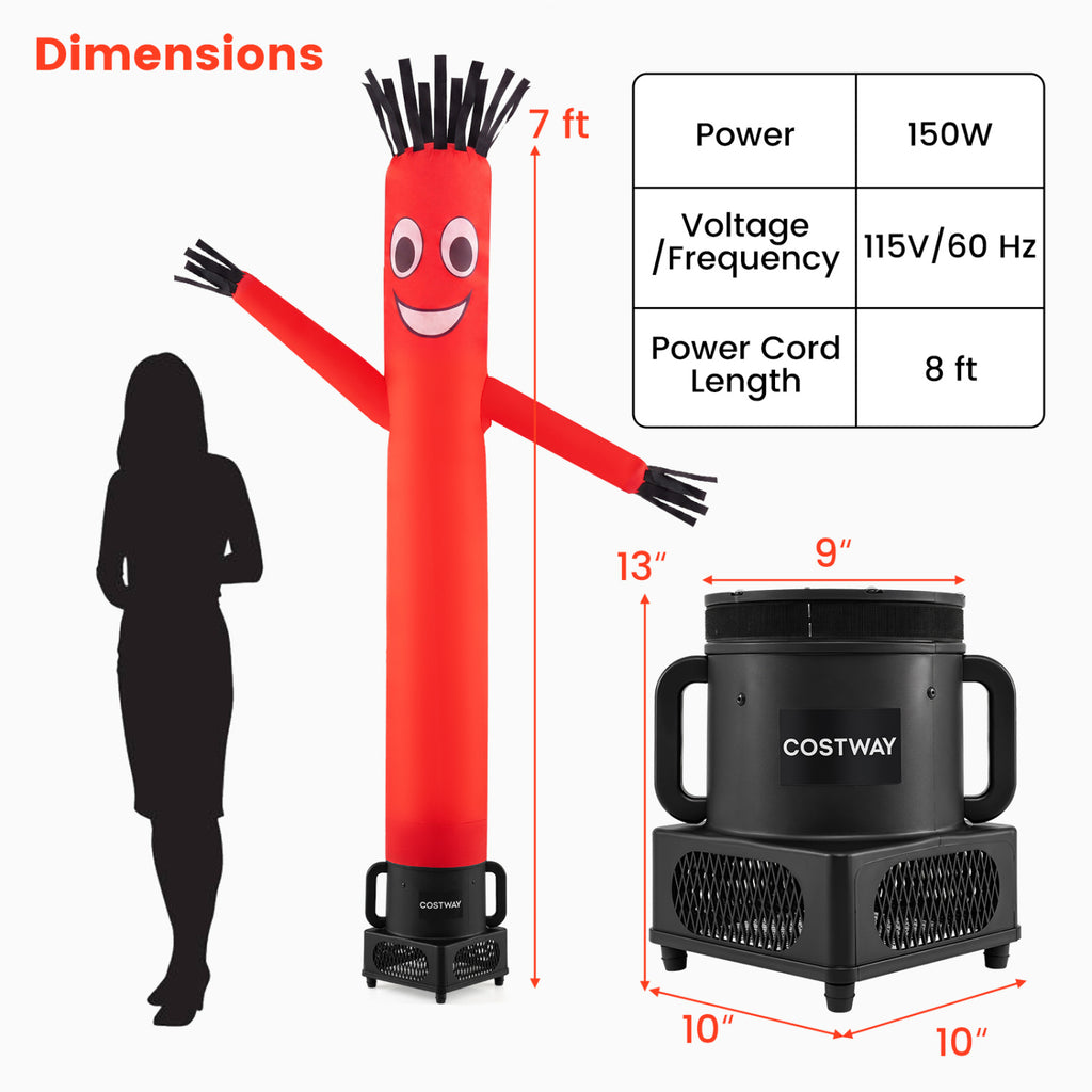 7 FT Inflatable Tube Man with Blower - Black Outdoor Promotional Display