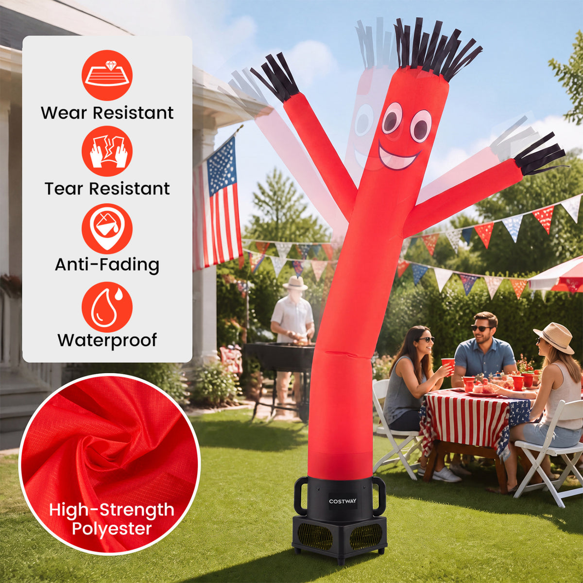 7 FT Inflatable Tube Man with Blower - Black Outdoor Promotional Display