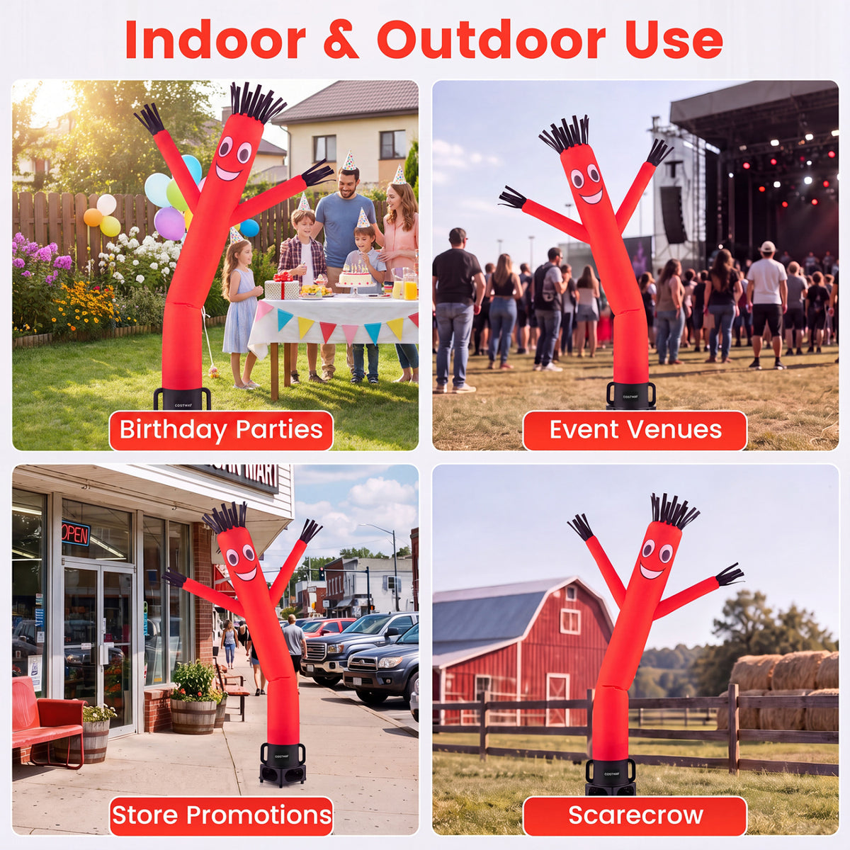 7 FT Inflatable Tube Man with Blower - Black Outdoor Promotional Display