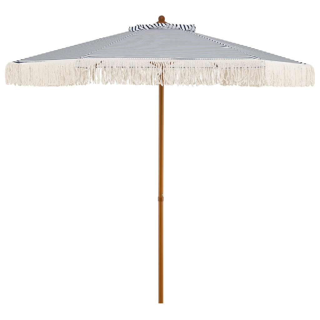 6.5 FT Beach Umbrella with Fringe – White