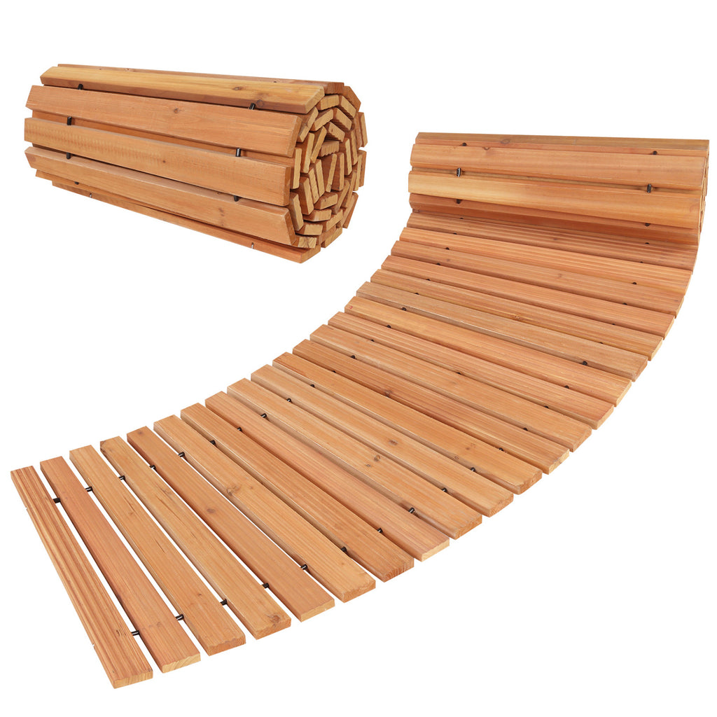 Natural Wooden Garden Pathway 7 FT with Anti-Slip Surface for Gardens & Patios