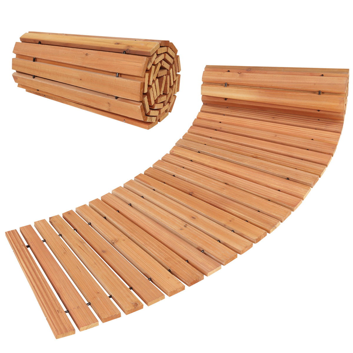 Natural Wooden Garden Pathway 7 FT with Anti-Slip Surface for Gardens & Patios
