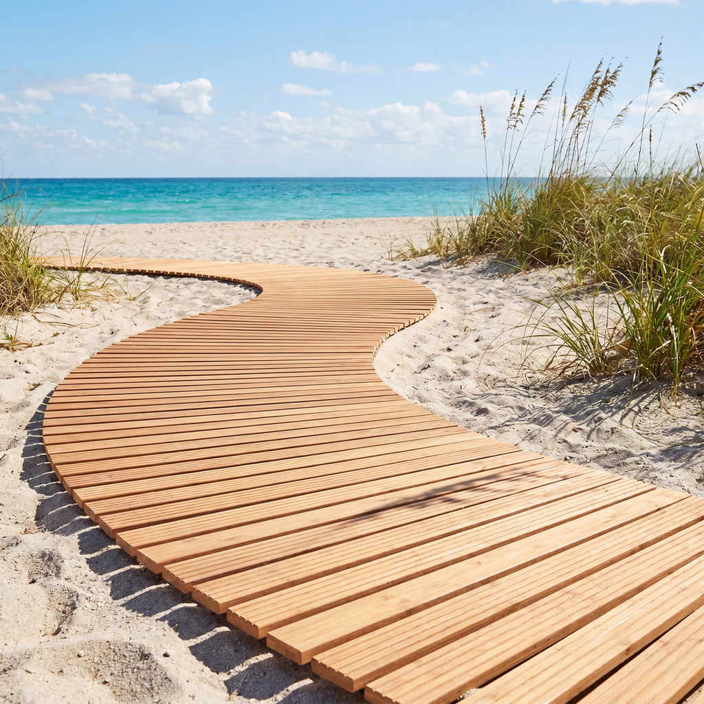 Natural Wooden Garden Pathway 7 FT with Anti-Slip Surface for Gardens & Patios