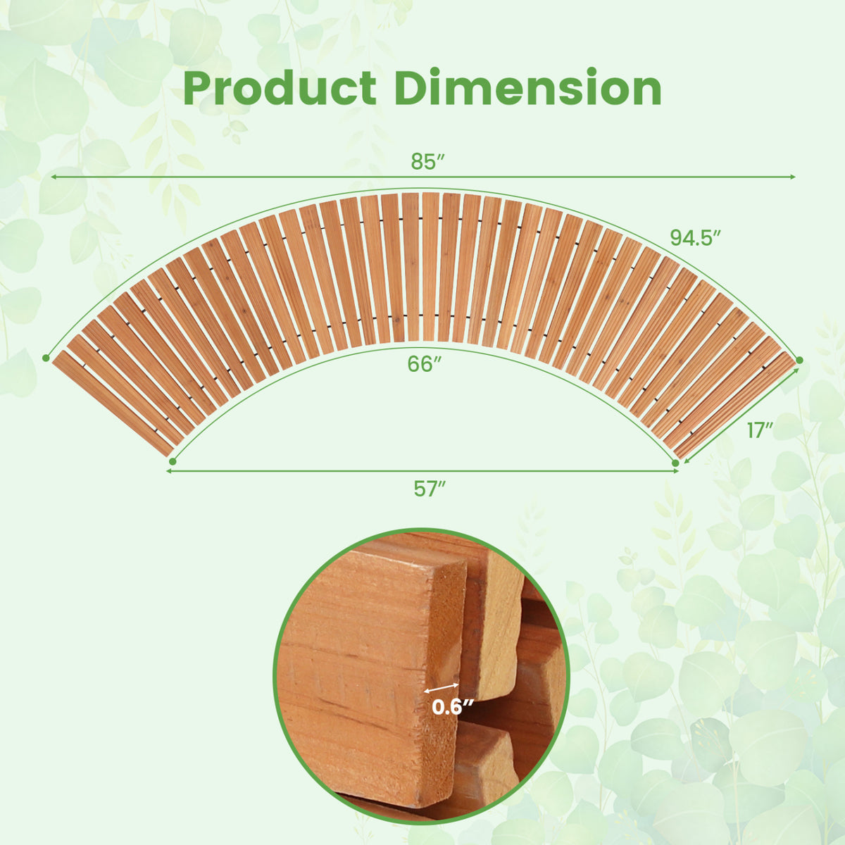Natural Wooden Garden Pathway 7 FT with Anti-Slip Surface for Gardens & Patios