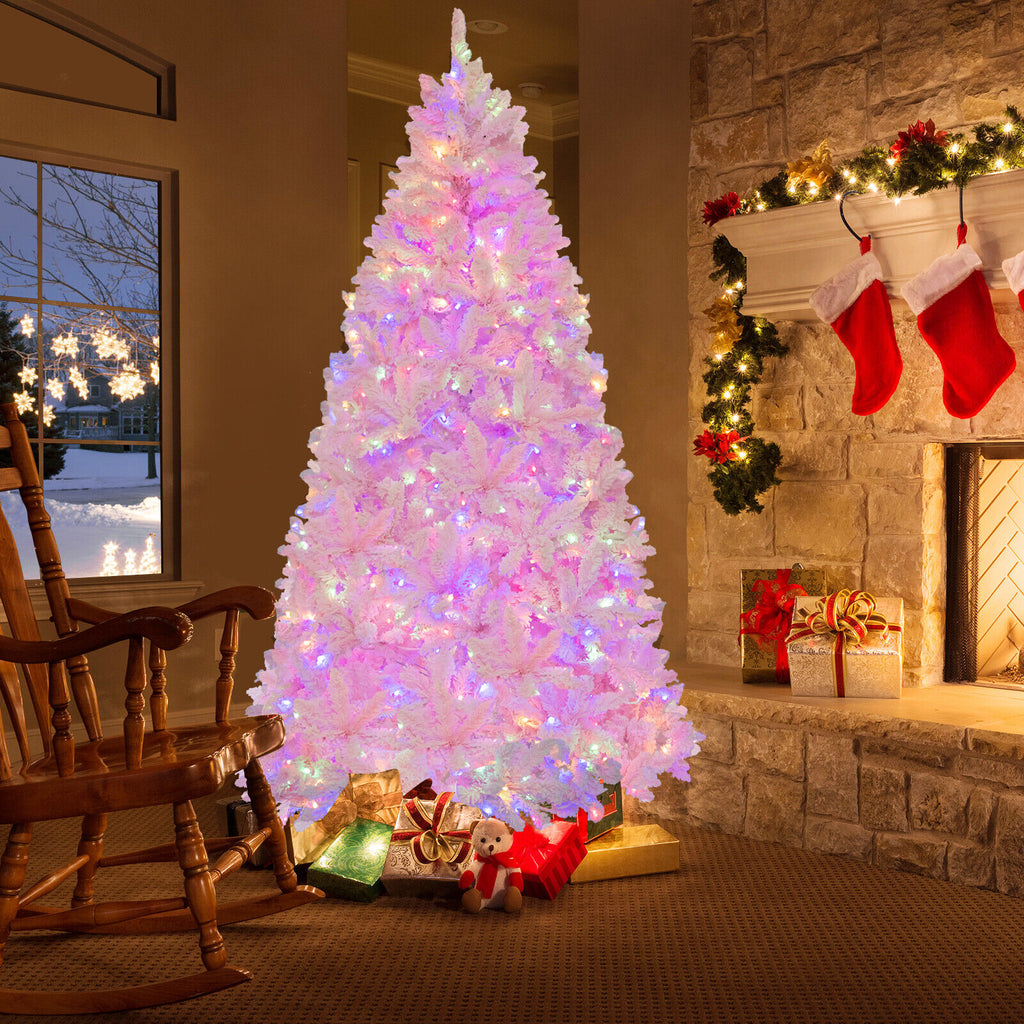 7Ft Flocked Artificial Christmas Tree with 500 LED Lights & 1200 Branches