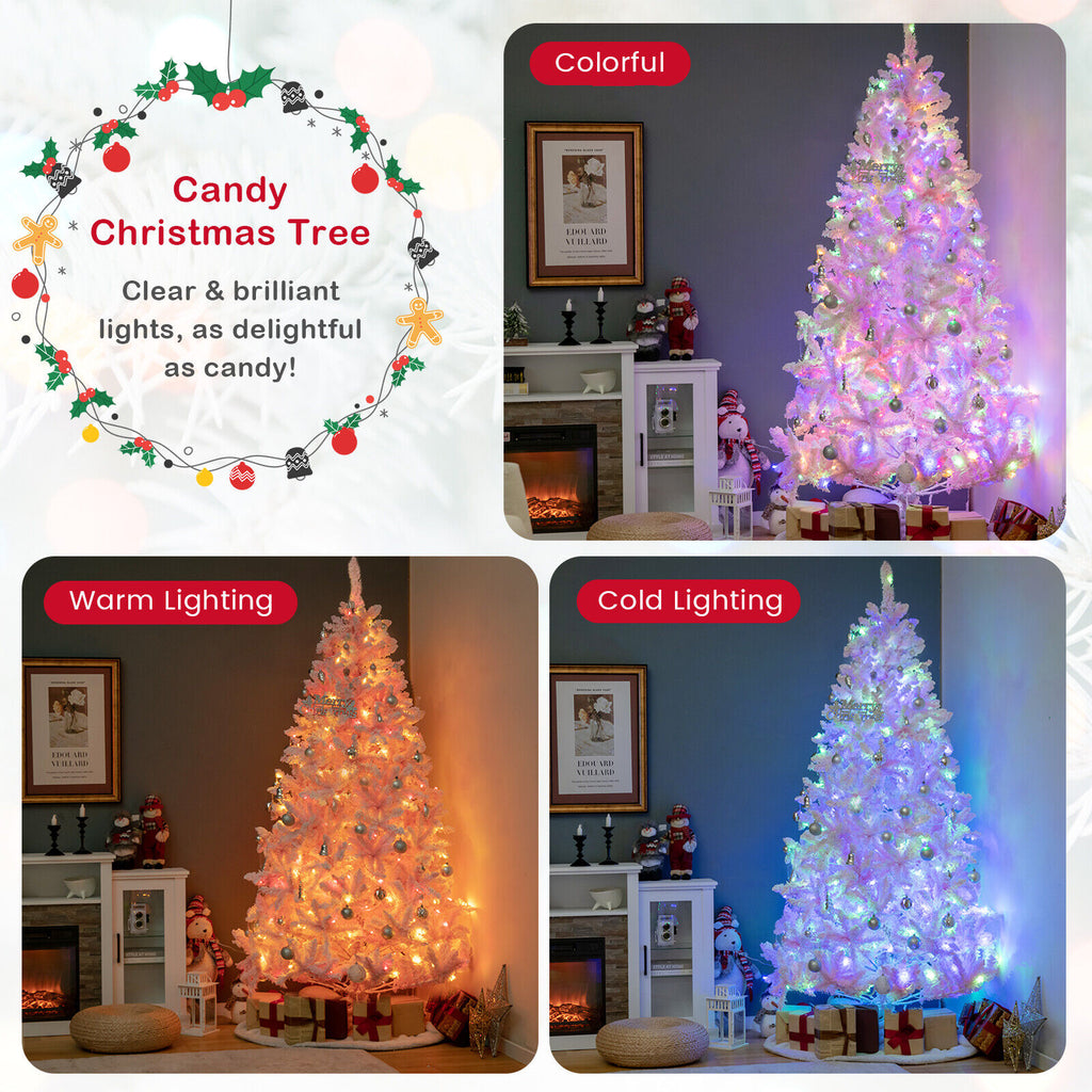 7Ft Flocked Artificial Christmas Tree with 500 LED Lights & 1200 Branches