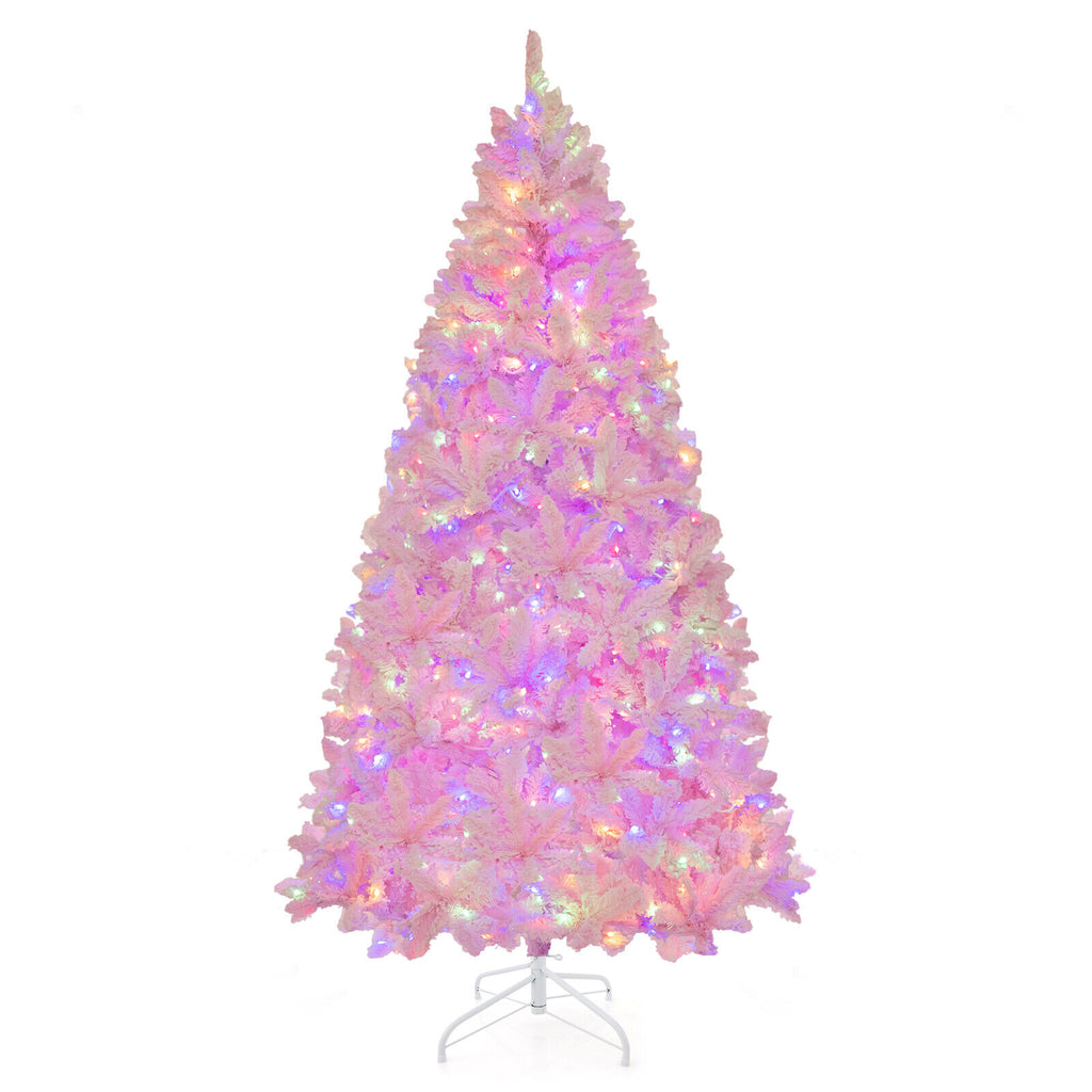 7Ft Flocked Artificial Christmas Tree with 500 LED Lights & 1200 Branches