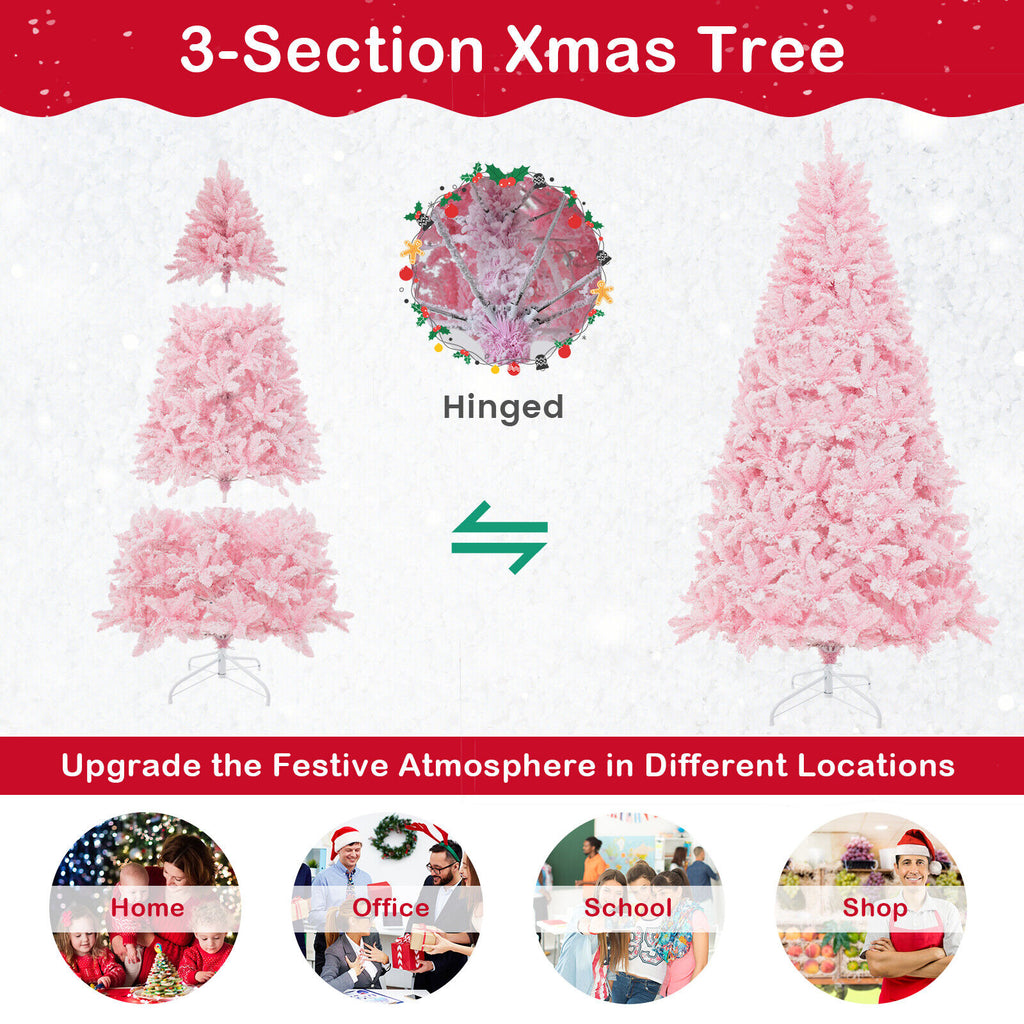 7Ft Flocked Artificial Christmas Tree with 500 LED Lights & 1200 Branches