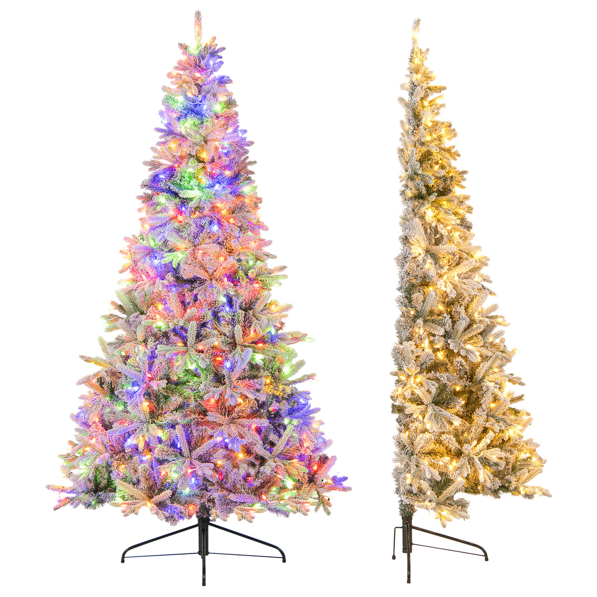 7 Feet Half Artificial Christmas Tree with 852 Tips & 9 Lighting Modes - Space-Saving Decor
