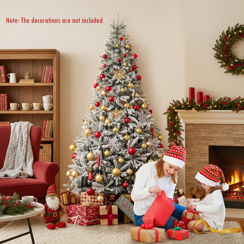 7 Feet Half Artificial Christmas Tree with 852 Tips & 9 Lighting Modes - Space-Saving Decor