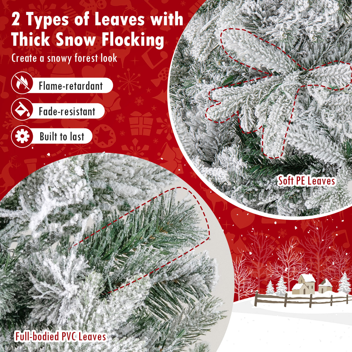 7 Feet Half Artificial Christmas Tree with 852 Tips & 9 Lighting Modes - Space-Saving Decor