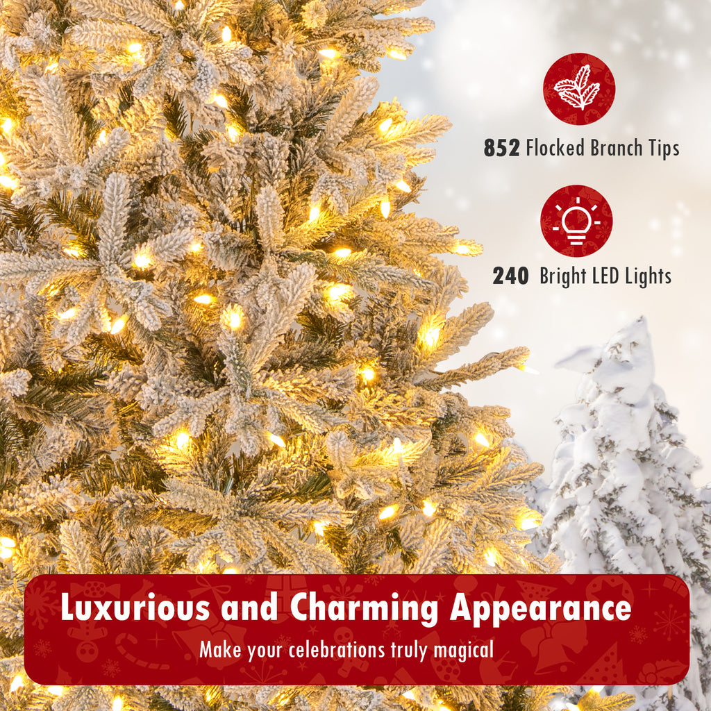 7 Feet Half Artificial Christmas Tree with 852 Tips & 9 Lighting Modes - Space-Saving Decor