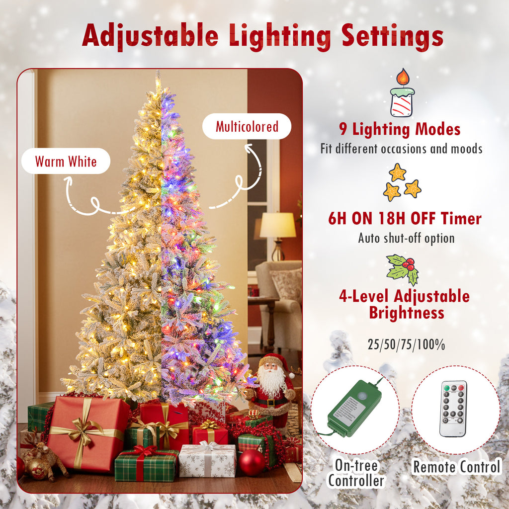 7 Feet Half Artificial Christmas Tree with 852 Tips & 9 Lighting Modes - Space-Saving Decor