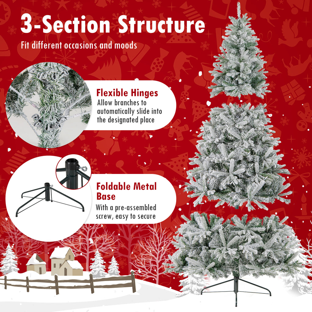 7 Feet Half Artificial Christmas Tree with 852 Tips & 9 Lighting Modes - Space-Saving Decor