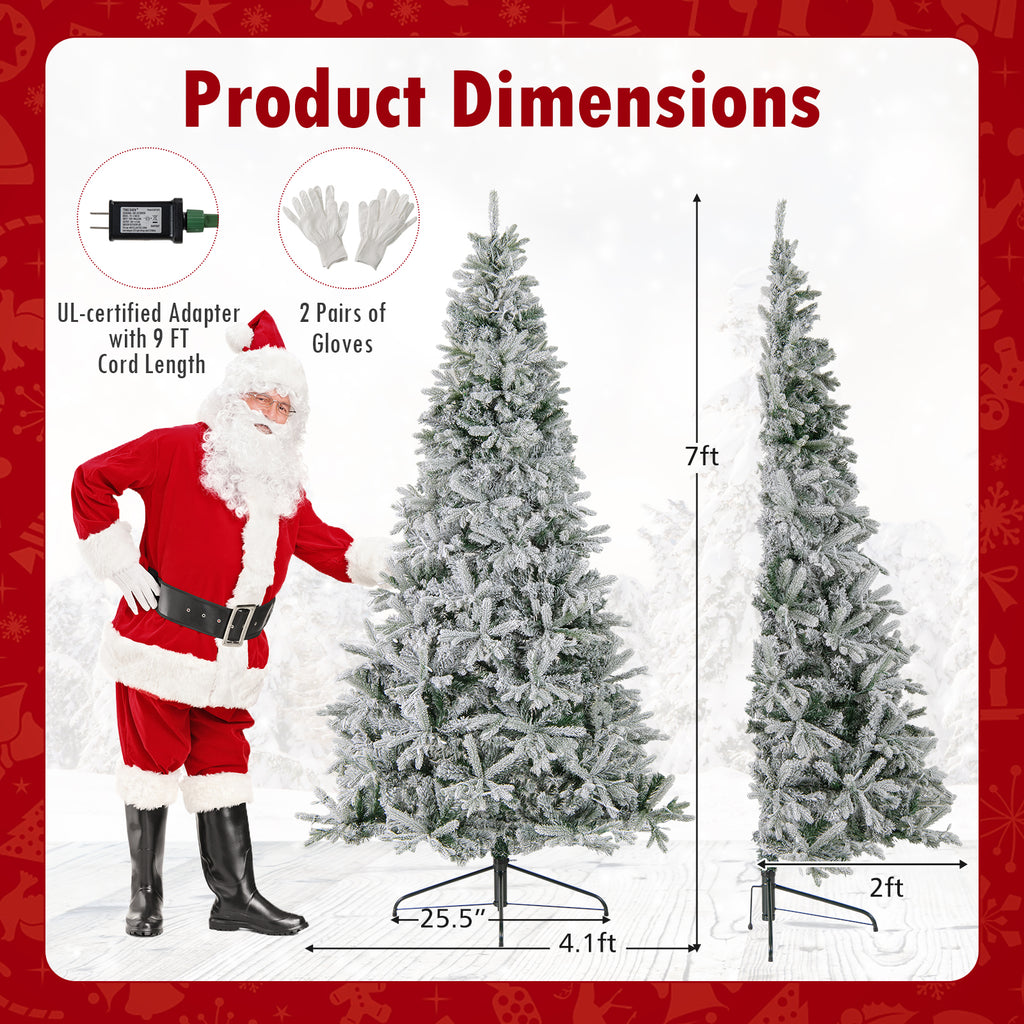 7 Feet Half Artificial Christmas Tree with 852 Tips & 9 Lighting Modes - Space-Saving Decor