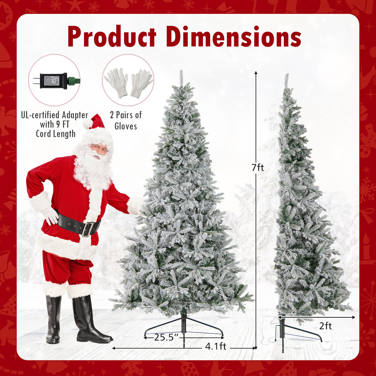 7 Feet Half Artificial Christmas Tree with 852 Tips & 9 Lighting Modes - Space-Saving Decor