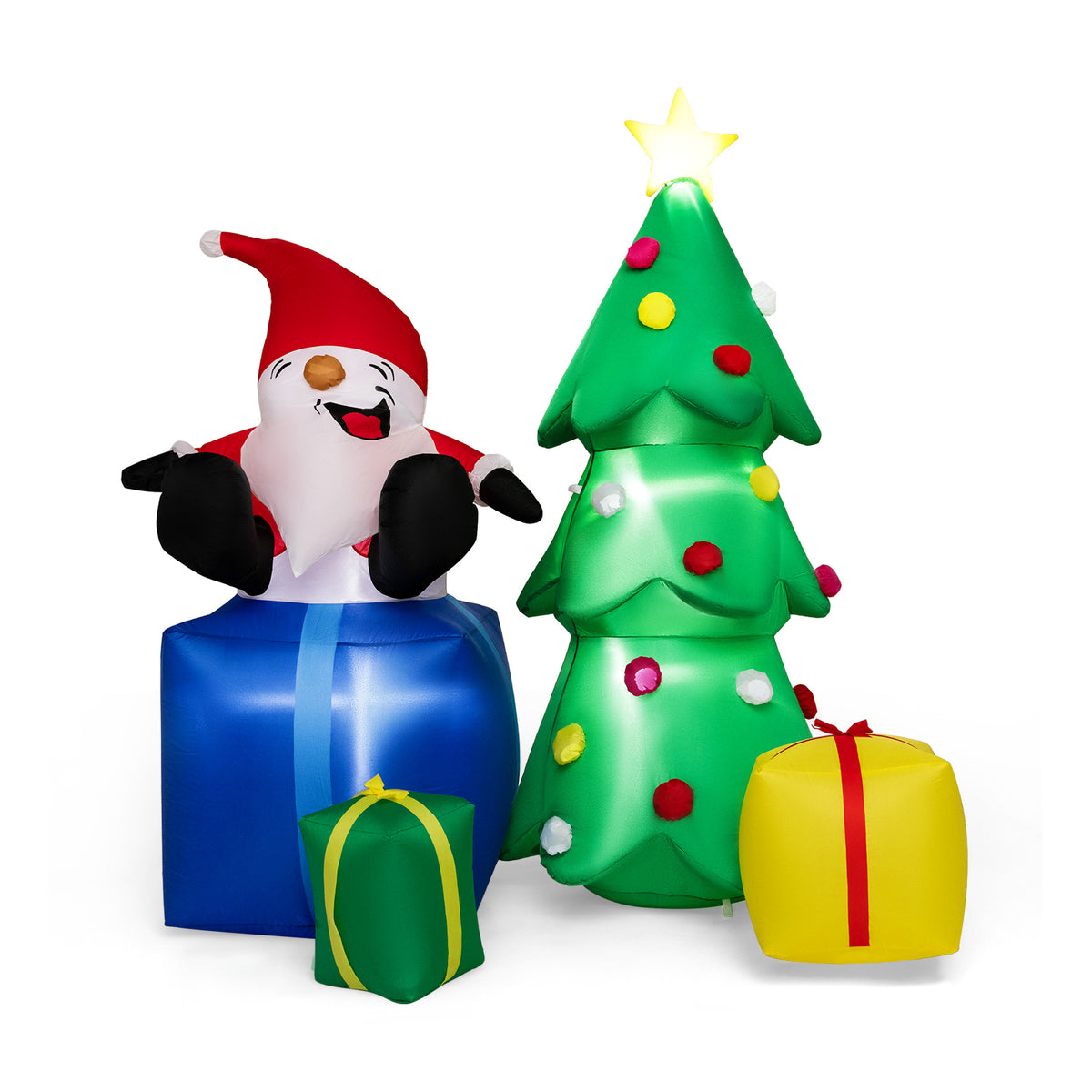 7 Feet Lighted Santa Claus & Christmas Tree with Gift Boxes - H Style Variation