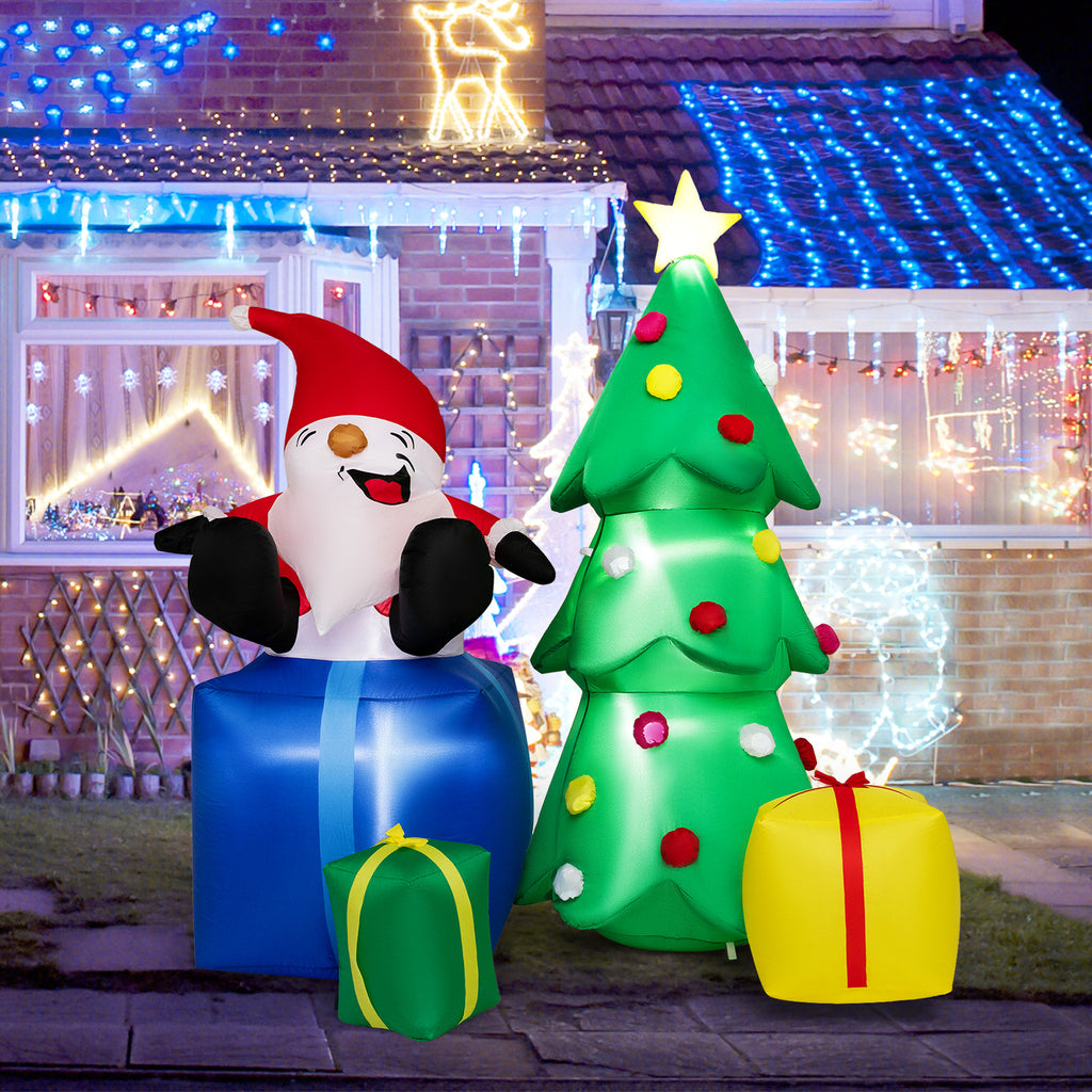 7 Feet Lighted Santa Claus & Christmas Tree with Gift Boxes - H Style Variation