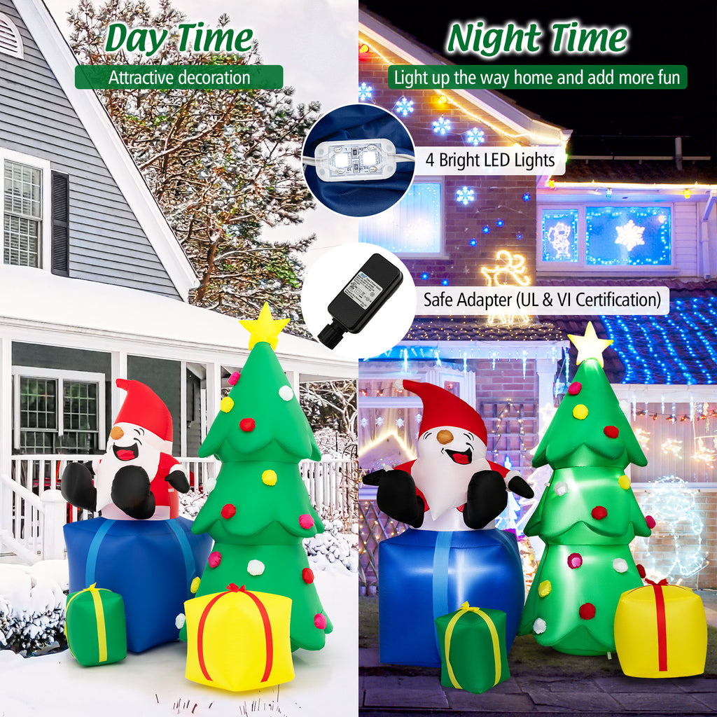 7 Feet Lighted Santa Claus & Christmas Tree with Gift Boxes - H Style Variation