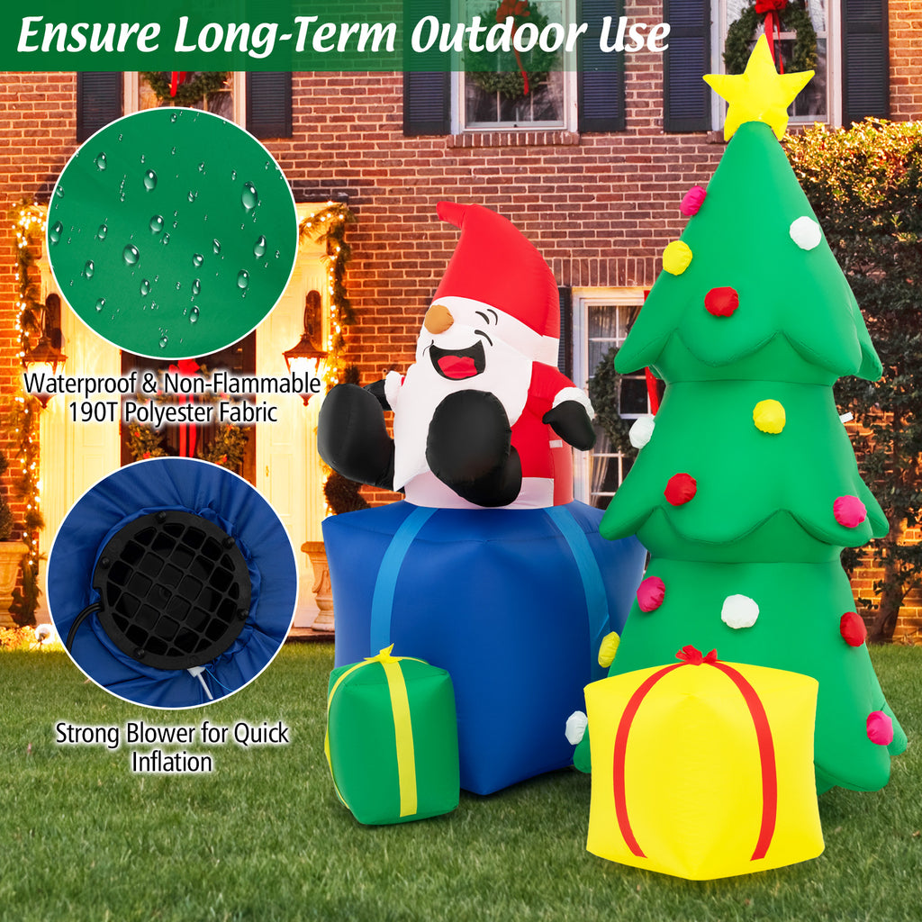 7 Feet Lighted Santa Claus & Christmas Tree with Gift Boxes - H Style Variation