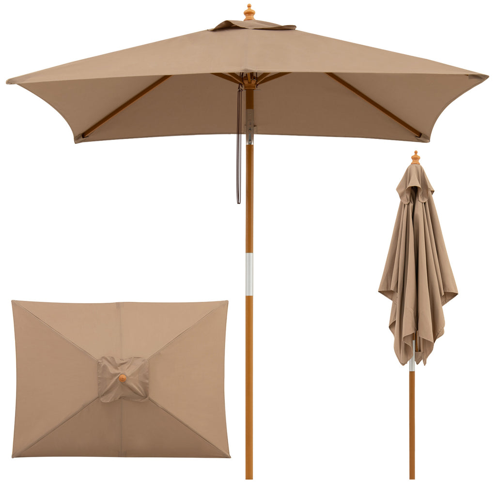 7 Feet Outdoor Rectangular Patio Umbrella with 3 Adjustable Heights